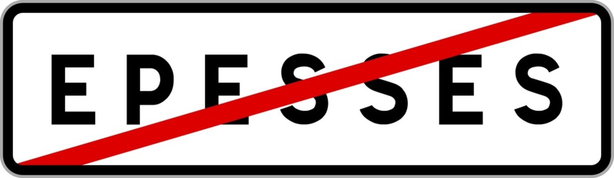 Panneau sortie ville agglom&eacute;ration Epesses / Town exit sign Epesses