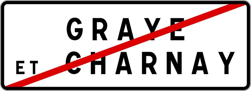 Panneau sortie ville agglom&eacute;ration Graye-et-Charnay / Town exit sign Graye-et-Charnay