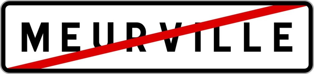 Panneau sortie ville agglomération Meurville / Town exit sign Meurville