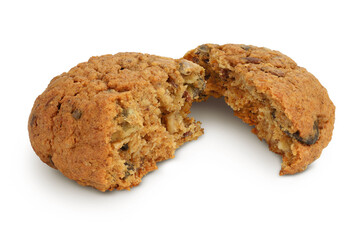 oatmeal cookies with flax, pumpkin and sunflower seeds isolated on white background with full depth of field