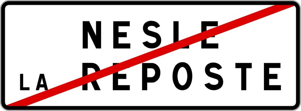 Panneau sortie ville agglom&eacute;ration Nesle-la-Reposte / Town exit sign Nesle-la-Reposte