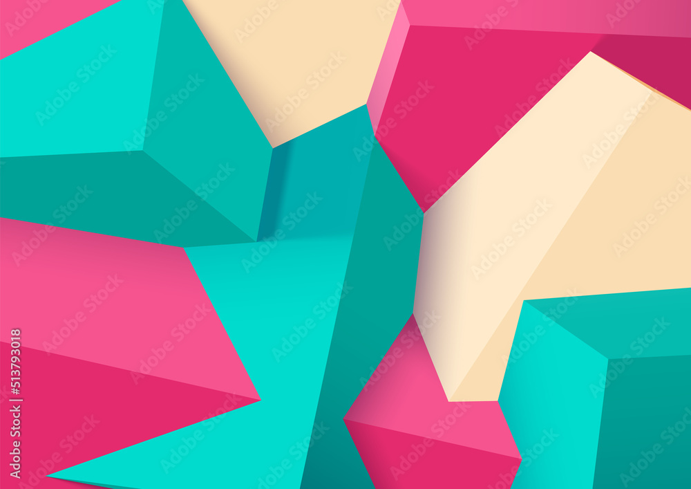 Aufkleber Abstract background with realistic colorful cubes. Trendy 3D background with wall of shapes.
