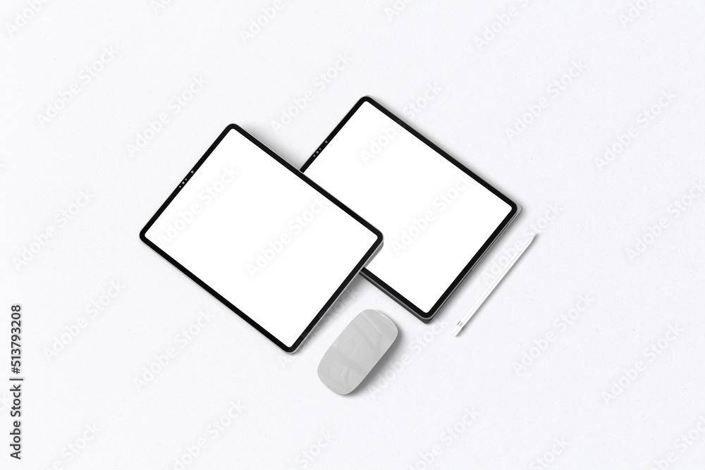 Poster tablet mockup on minimal background. modern tablet display mockup scene. tablet with empty screen. p