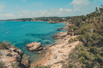Fototapeta na wymiar Rocky area beach of Catalonia, in Spain.