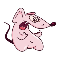 Cute pink mouse. Shows emotions, no, it's not me. Mouse character hand drawn style, sticker, emoji