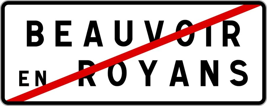 Panneau sortie ville agglomération Beauvoir-en-Royans / Town exit sign Beauvoir-en-Royans