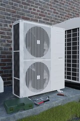 large double fan air conditioner with tools 3d