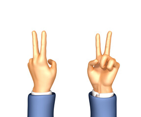 victory and peace hand 3d illustration