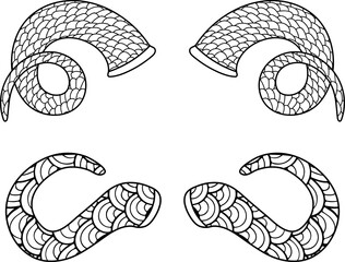 Hand drawn animal horn vector,