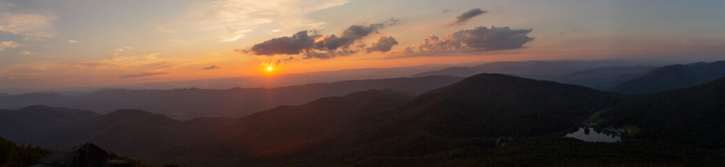 Panorama of the Blue Ridge Mountains at sunset