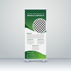 Modern Corporate Business Roll-up banner stands for template design. Marketing exhibition for the conference, promo banner exhibition, printing, presentation and display, flag banner, for the seminar - obrazy, fototapety, plakaty