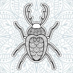 Insect Mandala coloring pages. Stress Relieving Animals Designs
