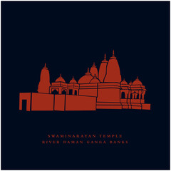 Swaminarayan temple in Daman vector icon. Swaminarayan is a Hindu Lord.