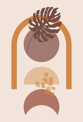 Abstract modern background. Geometric shapes. Aesthetic concept of boho-style wall decoration.