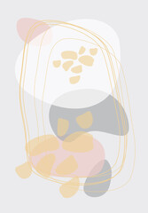 Abstract graphic background. Modern aesthetic background with geometric shapes. Boho-style wall decor. Various forms. For templates, presentations.