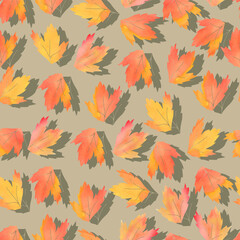 Fototapeta na wymiar fallen autumn leaves vector pattern
