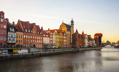Motlawa River Embankment in Gdansk, Poland