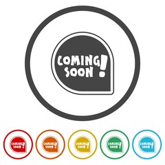 Coming Soon icons in color circle buttons