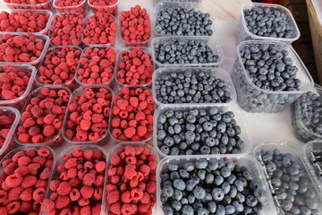 Fruits and berries are sold at the market