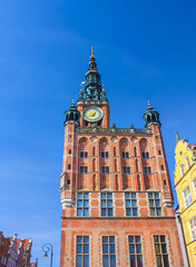 Fototapeta na wymiar Main Town Hall on Dluga Street in Gdansk, Poland 