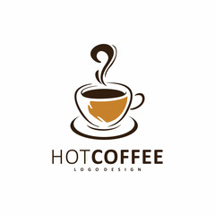hot brown coffee logo design