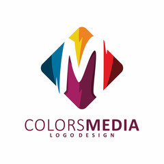 full colors initial letter m logo design