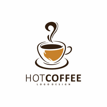 hot brown coffee logo design