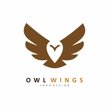 flying brown owl logo design