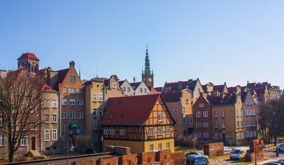 Fototapeta na wymiar Panoramic view of Old Town of Gdansk