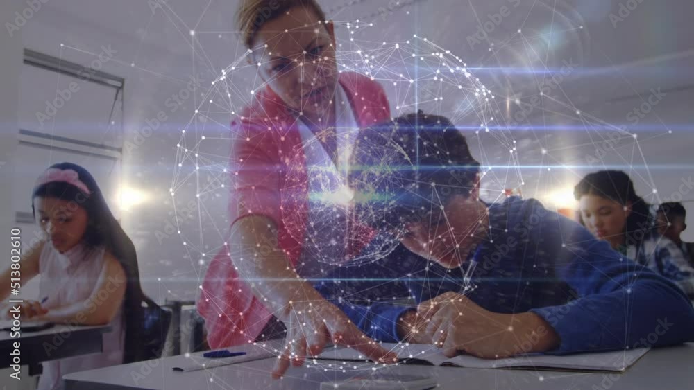 Poster animation of data processing over diverse students learning
