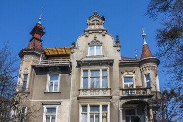 Fototapeta na wymiar Old mansion on the Victory Avenue in Gdansk, Poland
