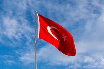 Turkish flag waving in the sky