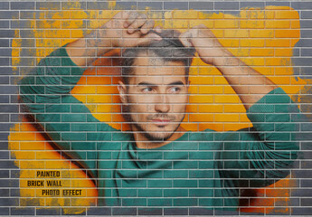 Brick Wall Photo Effect Mockup