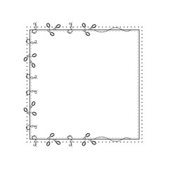 Abstract Black Simple Line Square With Leaf Leaves Frame Flowers Doodle Outline Element Vector Design Style Sketch Isolated Illustration For Wedding And Banner