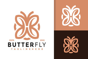 Fototapeta na wymiar Letter H Butterfly Elagant Modern Logo Design Vector Template