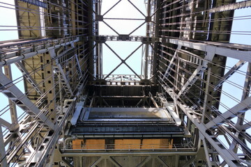Interior view of the old Niederfinow ship lift, Oder Havel Canal, Brandenburg, Germany