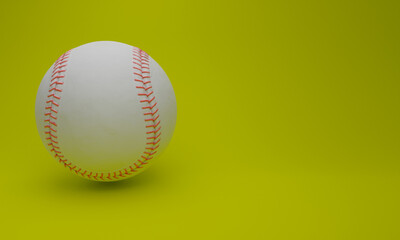 3d illustration, base ball, green background, copy space, 3d rendering