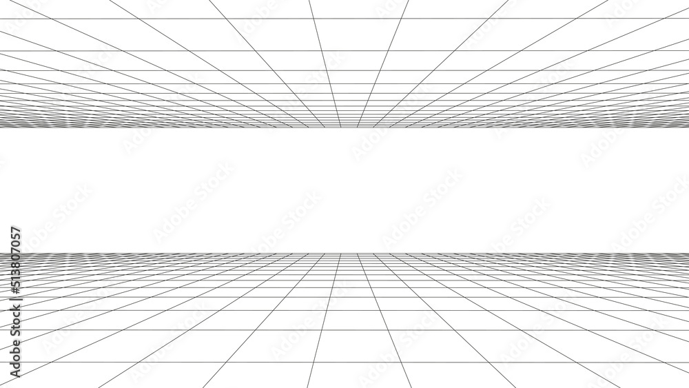 Aufkleber futuristic digital grid white background. wireframe network abstract technology line. 3d perspective