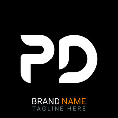 Pd Letter Logo design. black background.