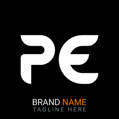 Pe Letter Logo design. black background.
