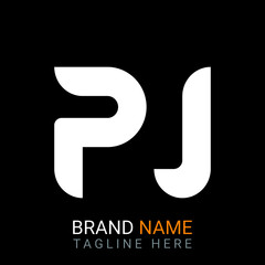 Pj Letter Logo design. black background.