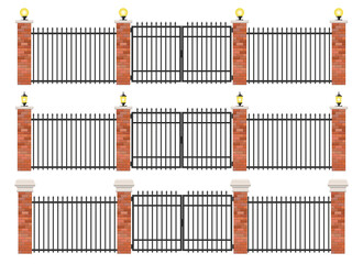 Realistic brick and steel fence set