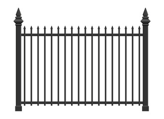 Realistic steel fence vector illustration isolated on white