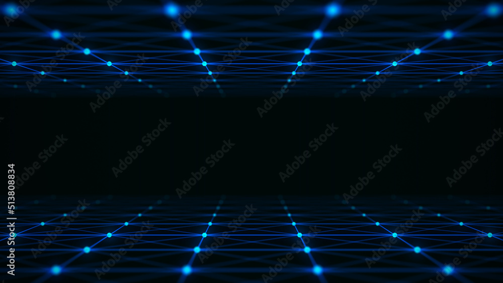 Poster network connection grid technology. abstract dark background with points and lines. digital futurist