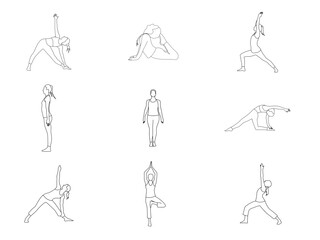 Yoga poses line art Images, Stock Photos, and Vectors exercises Line drawing  Images, Stock Photos, and Vectors, exercises Poses Line Drawing Vector Images, health, Yoga Vector SVG Icon, SVG vector