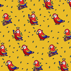seamless cute bird parrot pattern