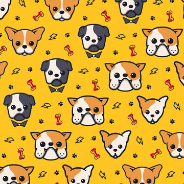 seamless cute dog head pattern