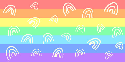 Rainbow pastel hand drawn banner, lgbt, vector, colorful, for web. Background, poster