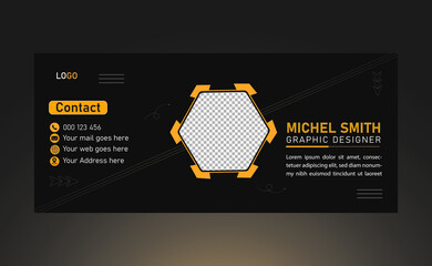 Modern Facebook cover page timeline banner template with modern layout Black And Yellow Combined background shape and text. - obrazy, fototapety, plakaty