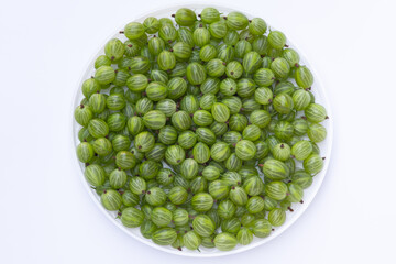Green gooseberry on white background.